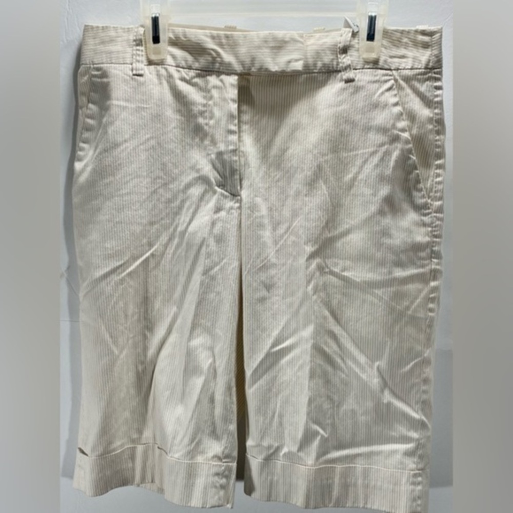 H&M LADIES KNEE-HI SHORTS CREAM WITH LITE BROWN STRIPES SIZE 6